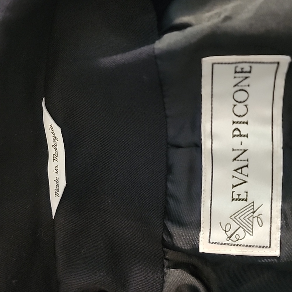 Evan-Picone Coat Double Breasted 100% Wool Trench Black Size L - Picture 14 of 16